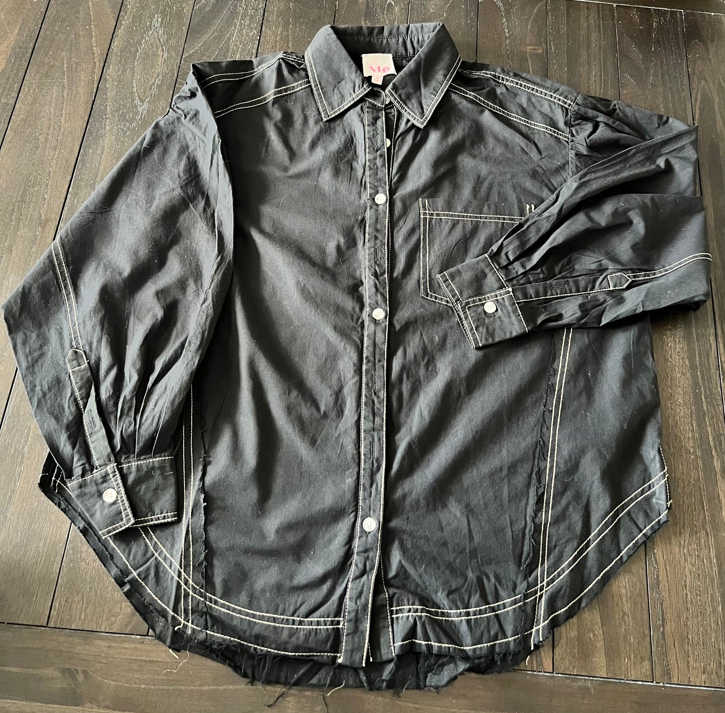 Contrast Stitching Button Down Shirt