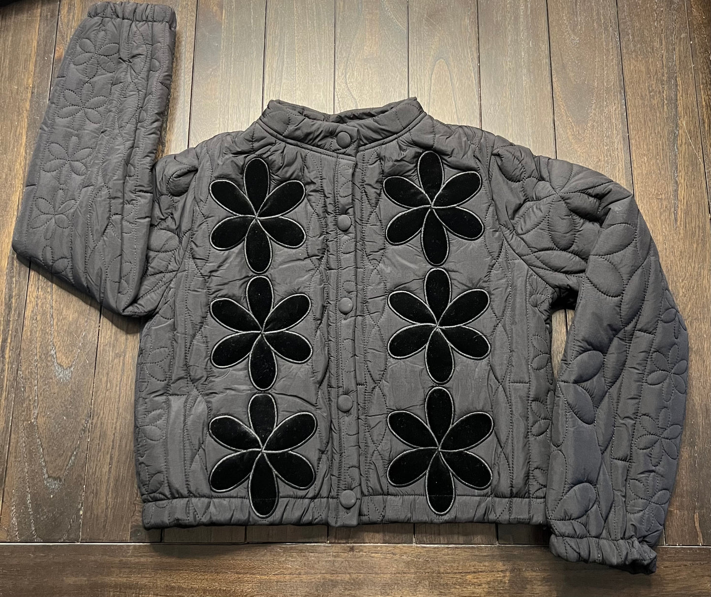 Quilted Velvet Patch Embroidered Jacket