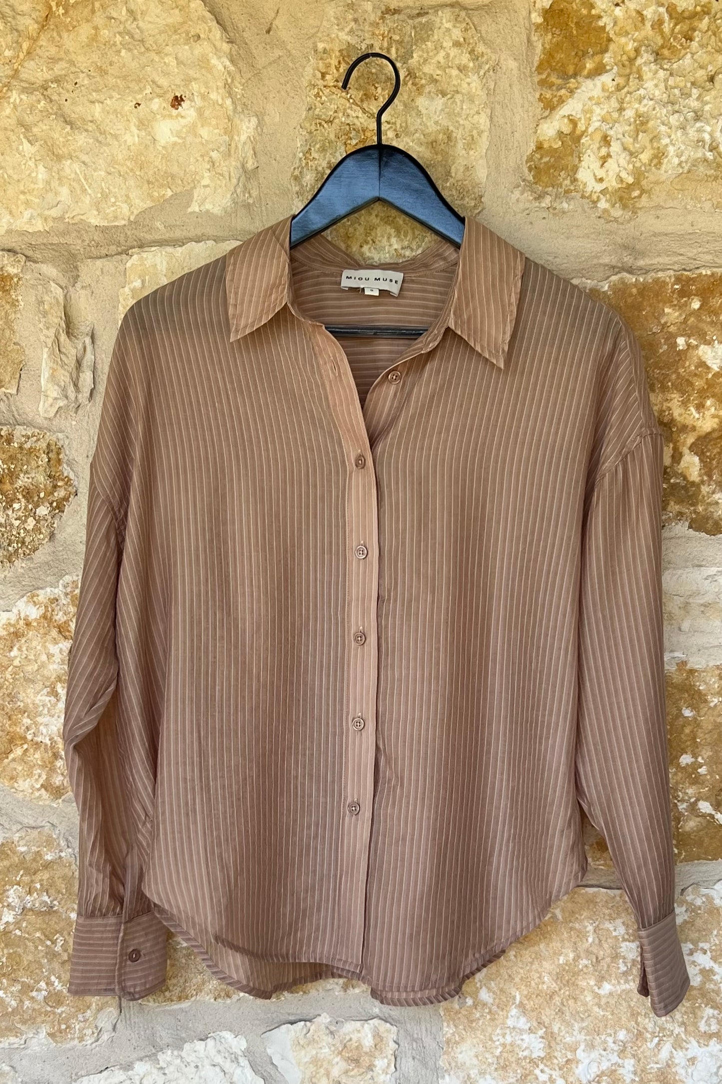 Pin Striped Sheer Button Down