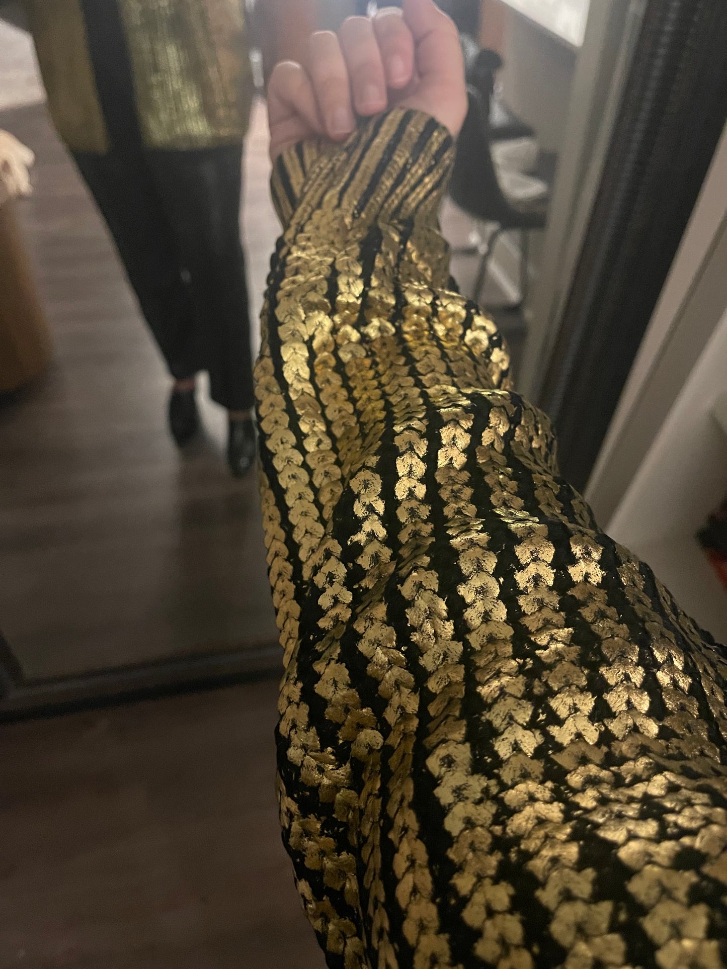 Metallic Open Front Cardigan