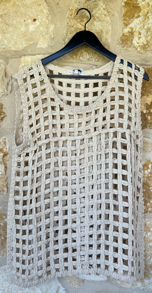 Round Neck Net Top