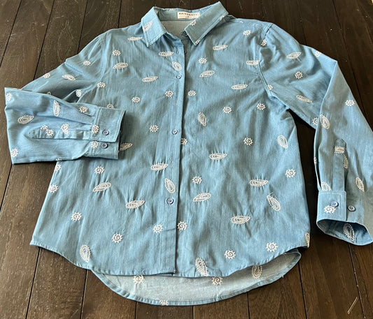 Denim Paisley Button Down
