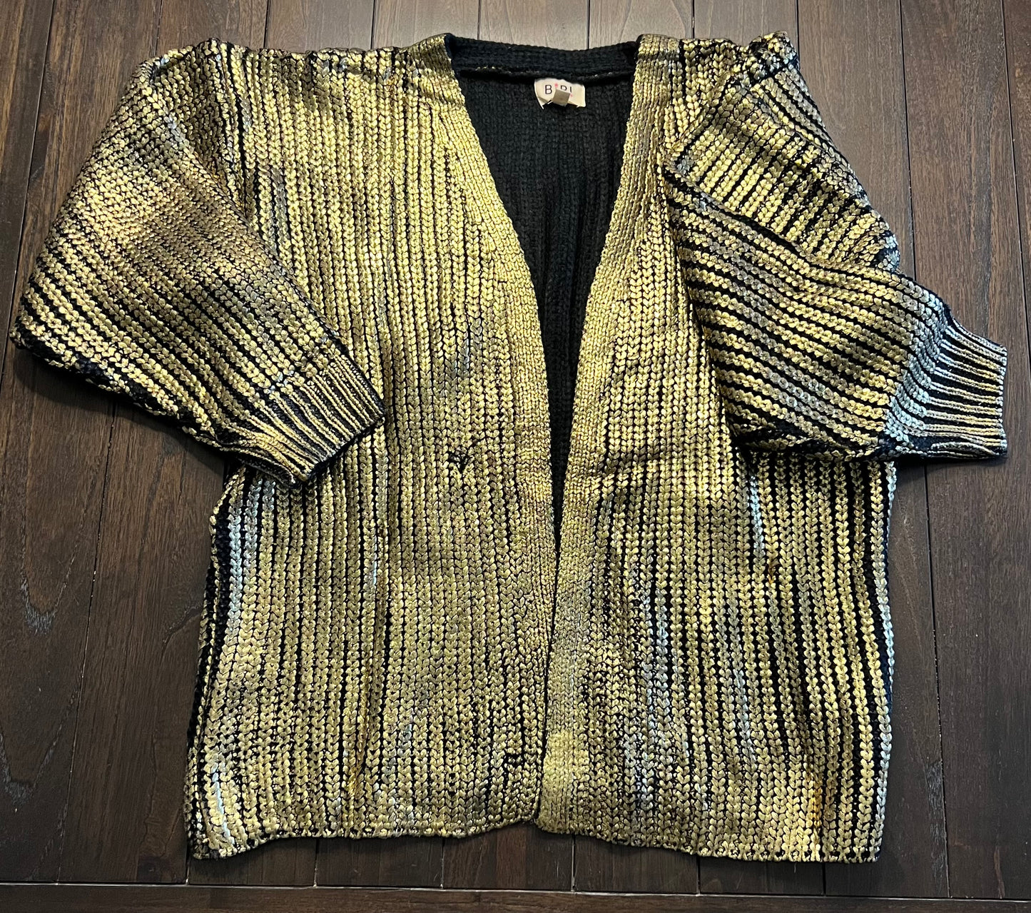 Metallic Open Front Cardigan