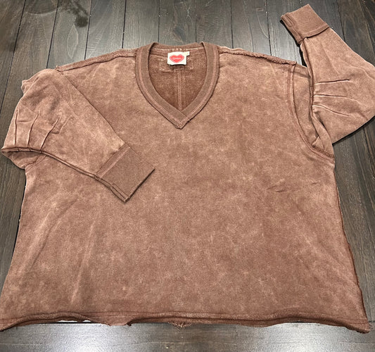 Mocha V-Neck Sweatshirt