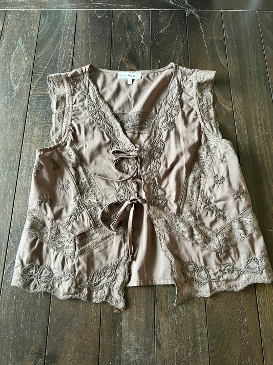Brown Tie Front Tank