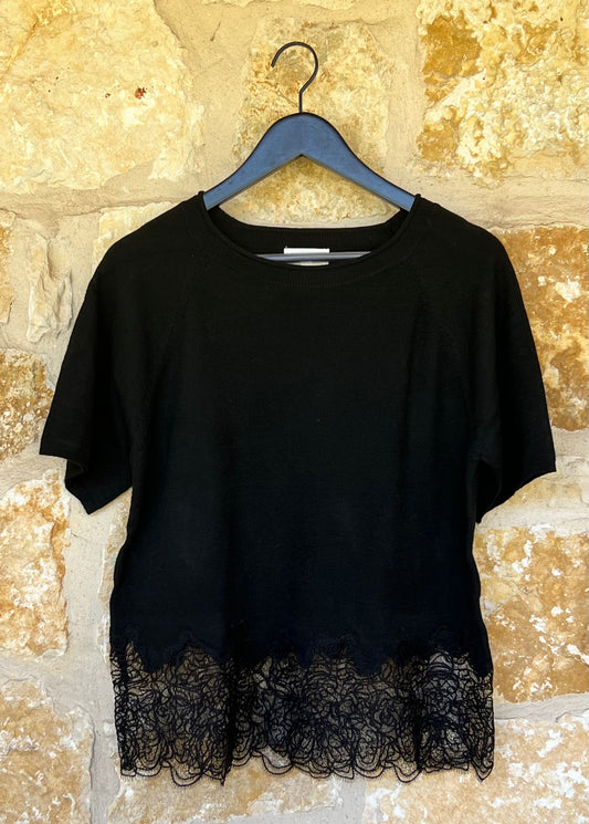 Lace Trim Short Sleeve
