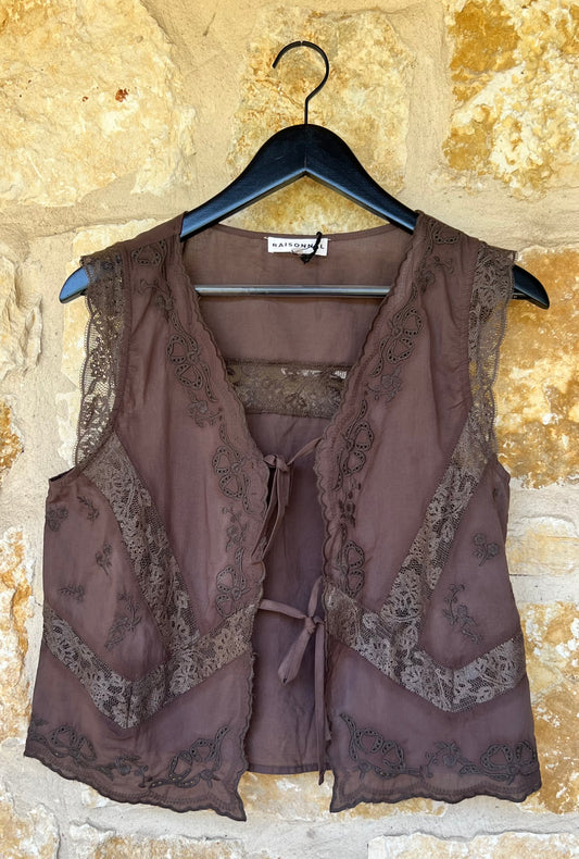 Brown Tie Front Tank