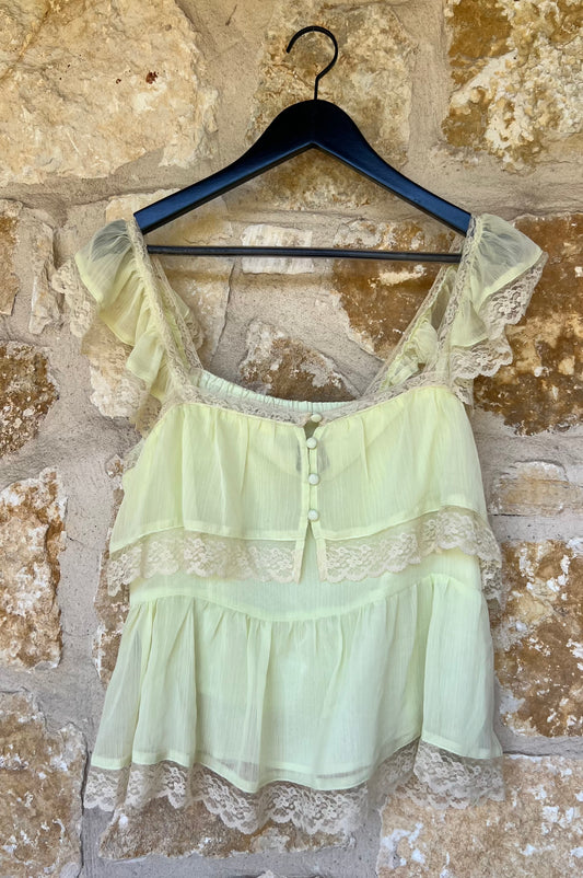Lime Ruffle Top