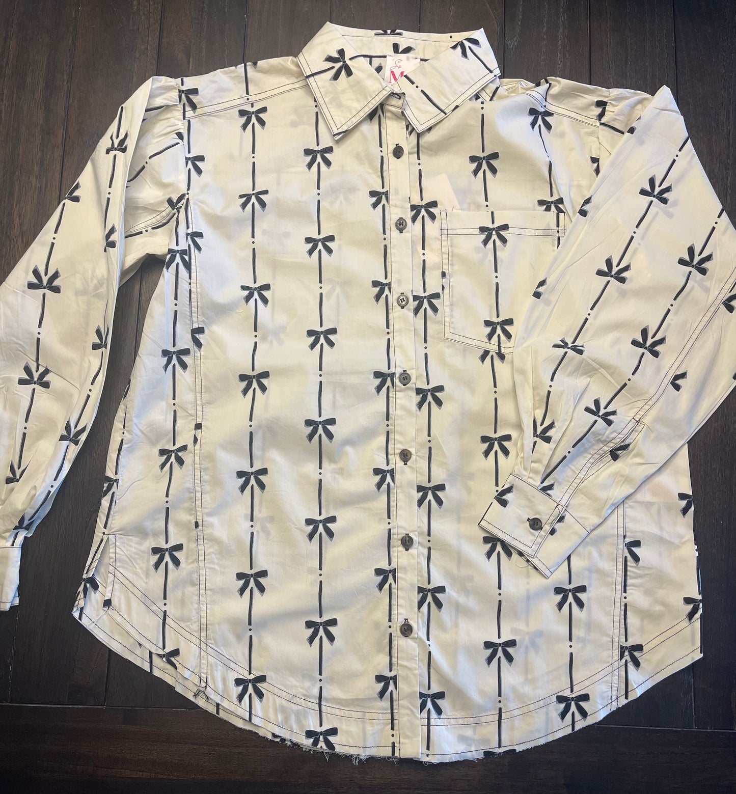 Bow Print Button Down