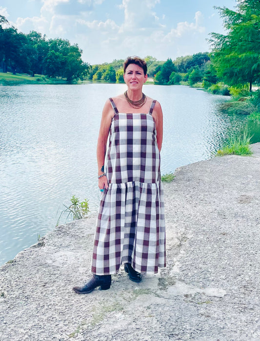 Plaid Woven Midi Dress