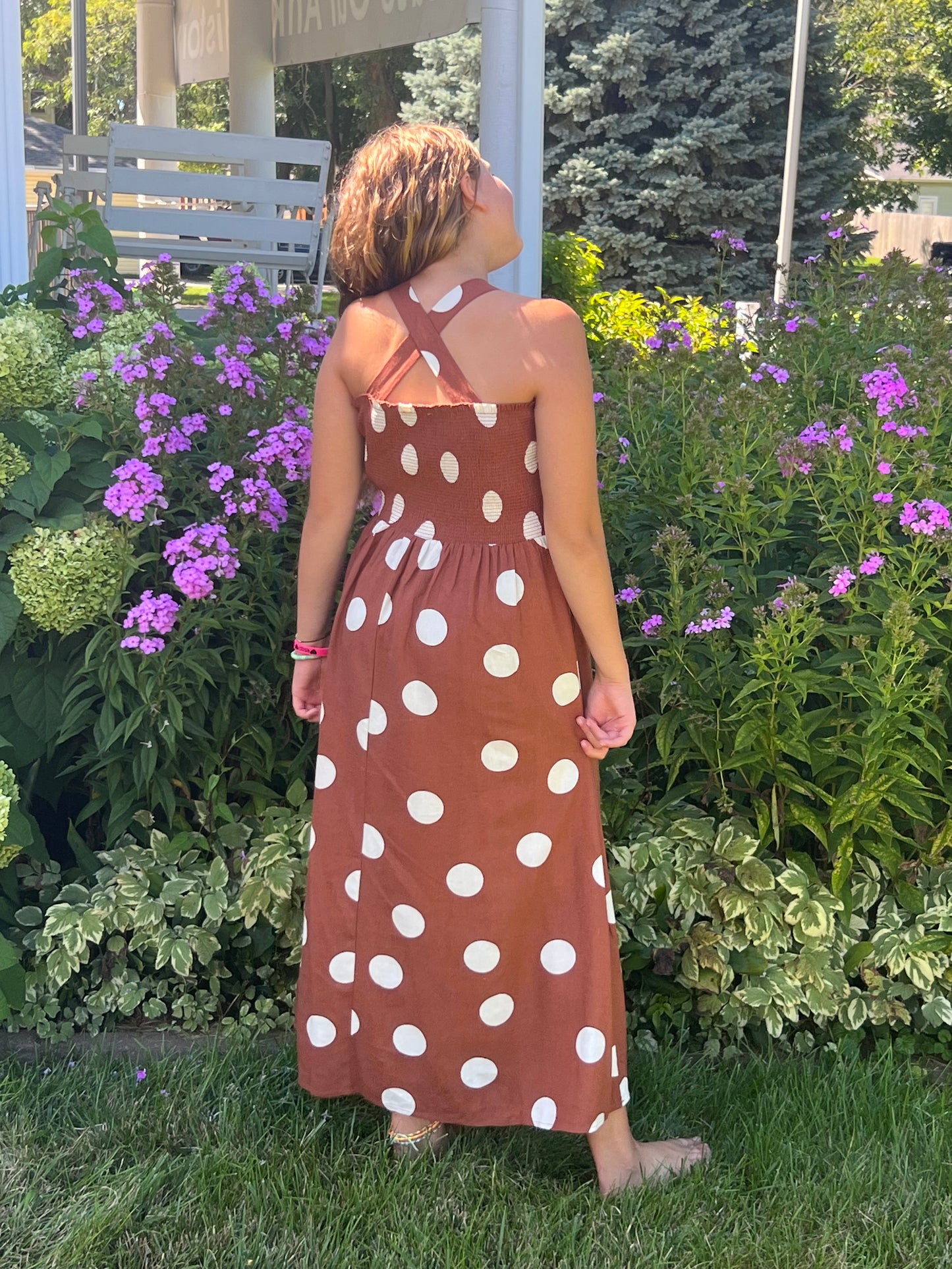 Polka Dot Smock Midi Dress