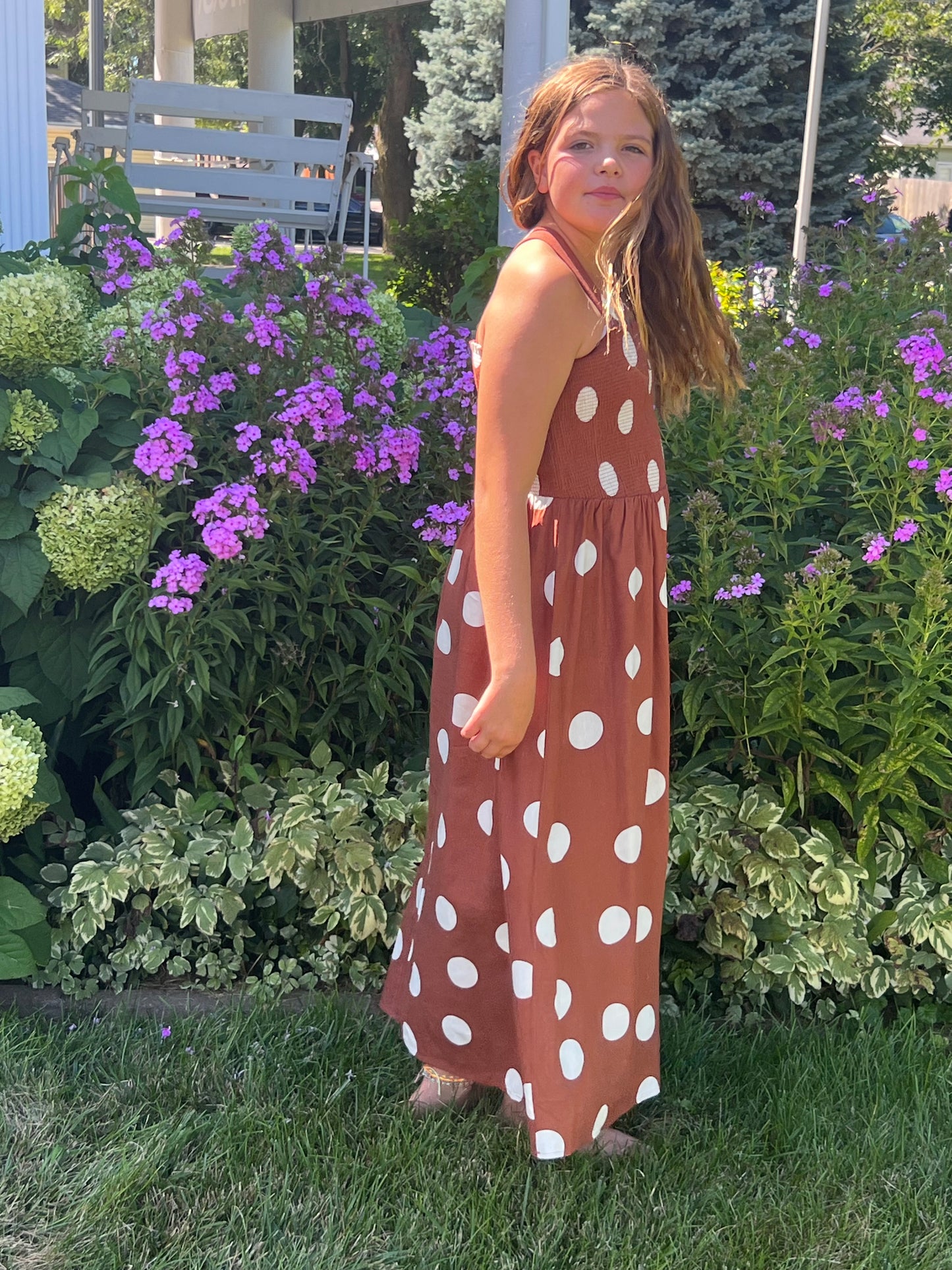 Polka Dot Smock Midi Dress