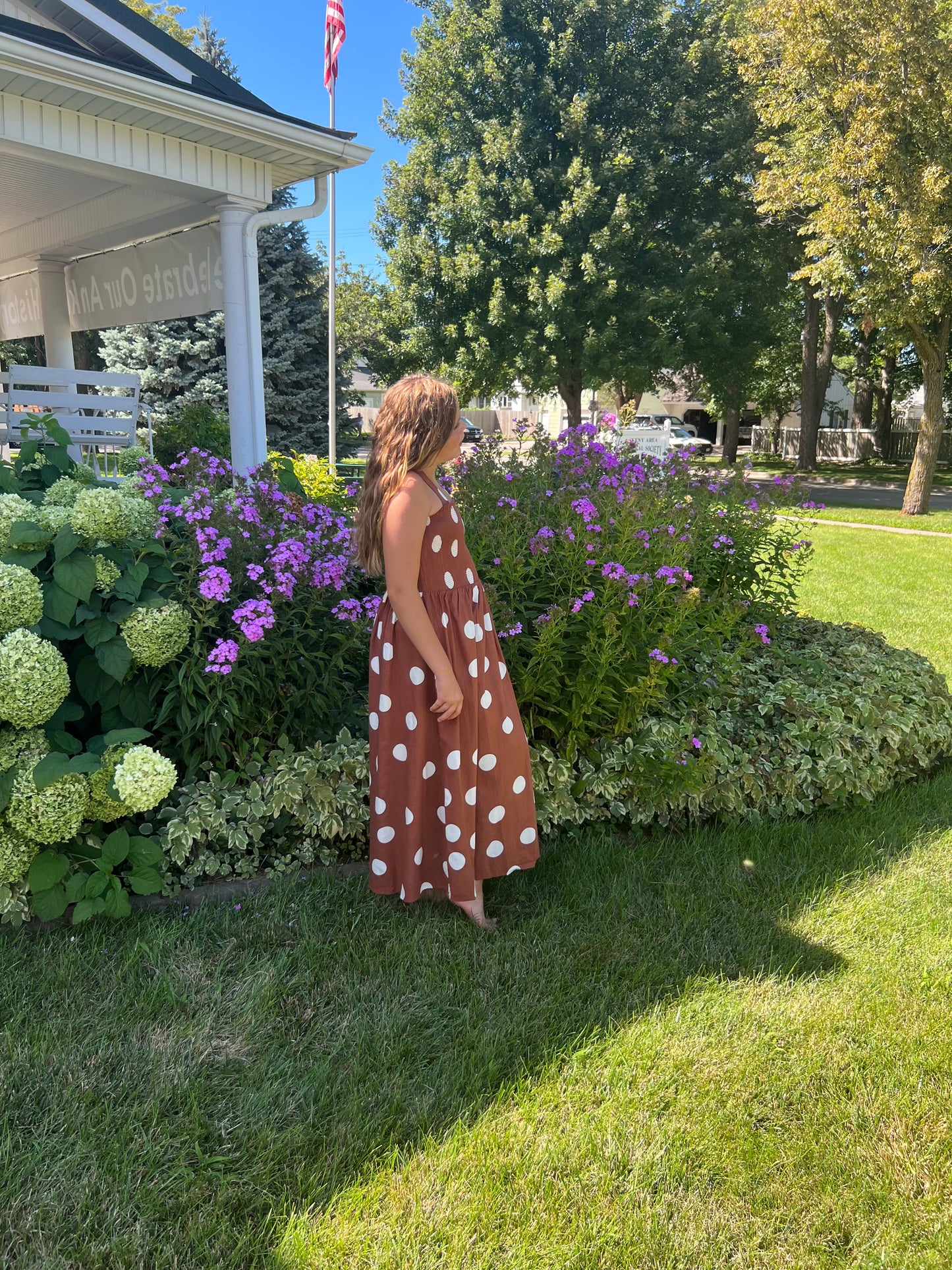 Polka Dot Smock Midi Dress