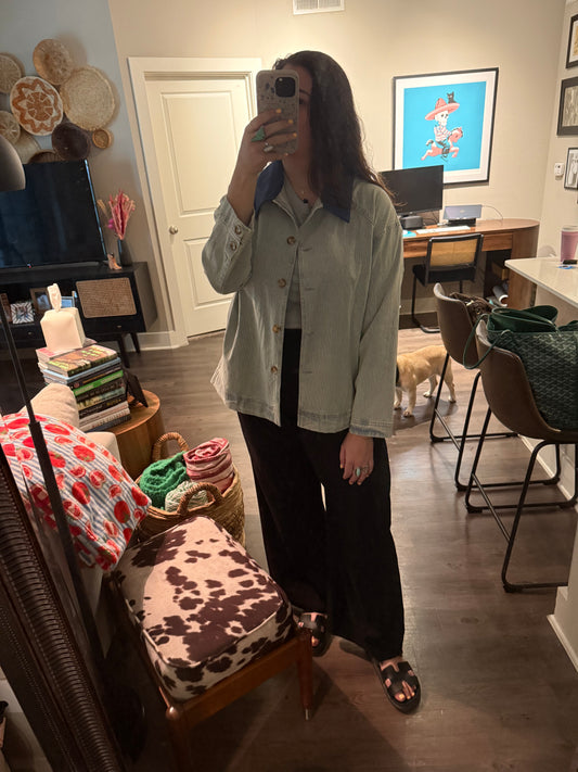 Denim Striped Barn Jacket