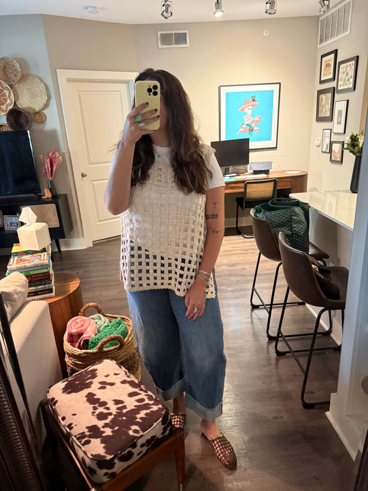 Round Neck Net Top