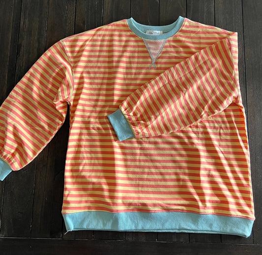 Bright Color Striped Sweatshirt