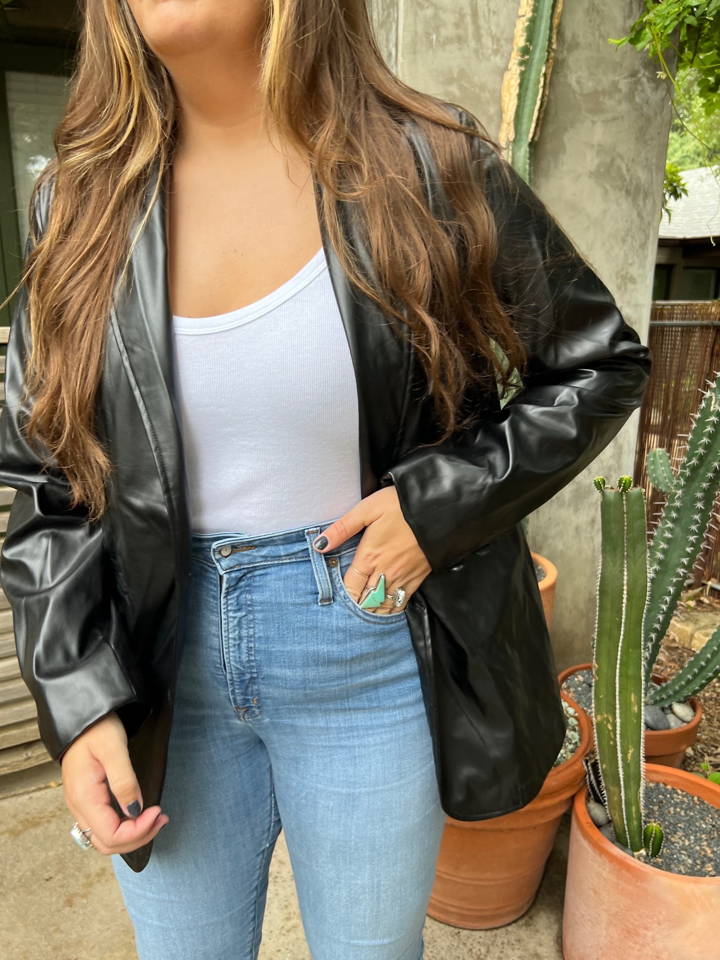 Leather-Like Blazer