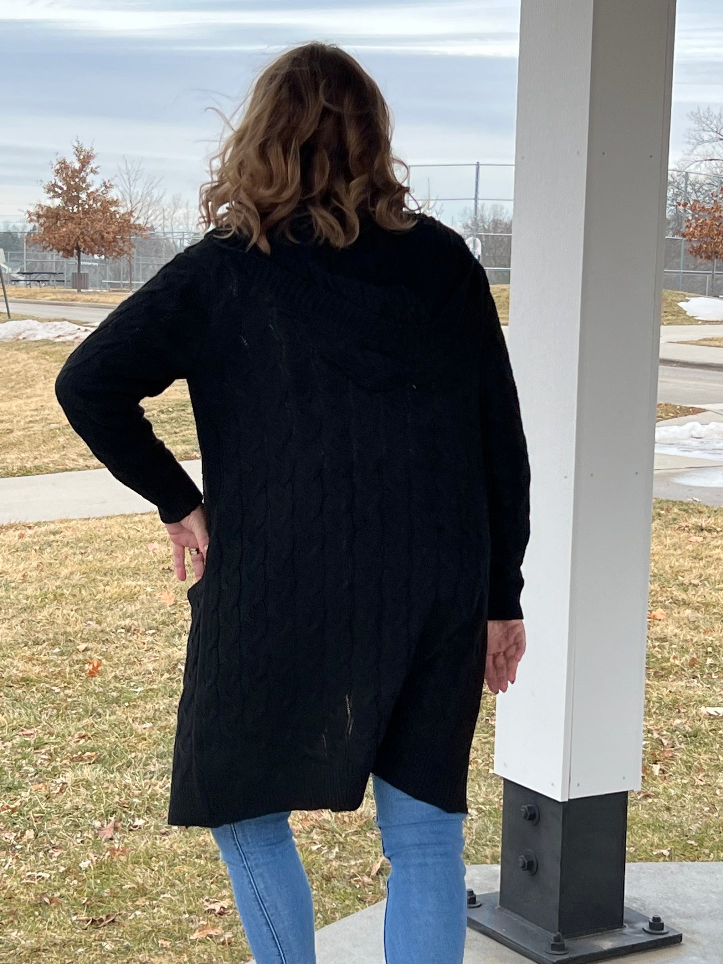 Hooded Cable Knit Cardigan